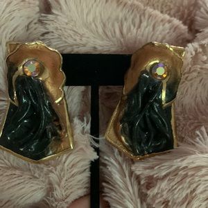 Vintage Amy Lacombe painted wearable art earrings